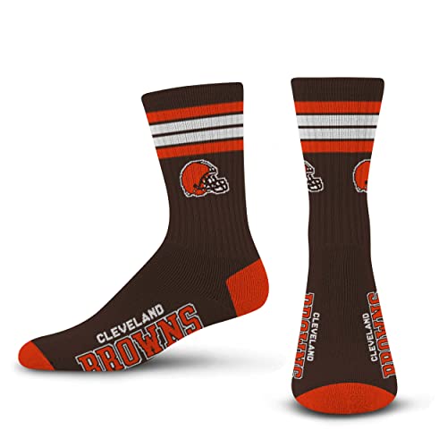 Bare Feet NFL Deuce Crew Herrensocken, 4 Streifen, Herren, Cleveland Braun, Medium (5-10) von For Bare Feet