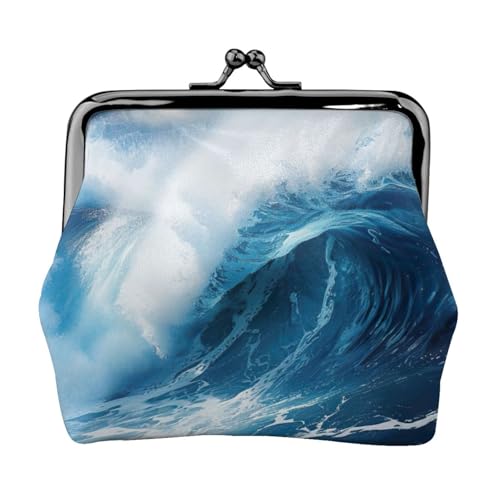 Big Ocean Wave HD Print Münzbörse für Damen, kompakt, Kussschloss, Münztasche, Reißverschluss, Reisen, Einkaufen, Geschenk von FBGHHTY