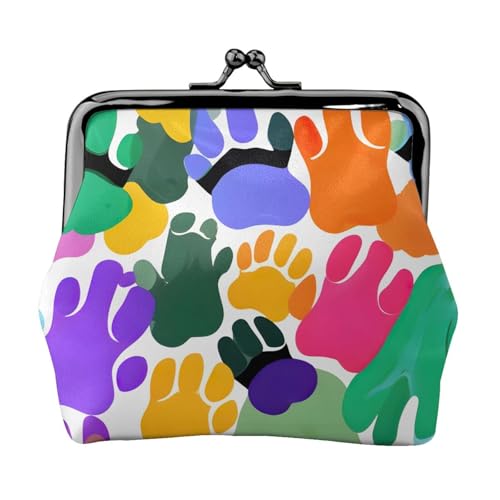 Bunte Münzbörse mit Hundepfotenabdruck für Damen, kompakt, Kussschloss, Münztasche, Reißverschluss, Reisen, Einkaufen, Geschenk von FBGHHTY