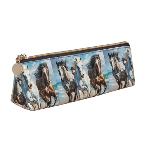 FBGHHTY Federmäppchen, Motiv: Pferde, mit Kunstdruck, großes Fassungsvermögen, dreieckig, für den täglichen Gebrauch, Schule, Universität von FBGHHTY