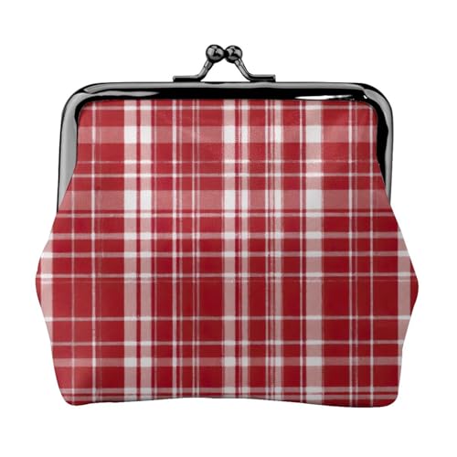 Münzbörse für Damen, kariert, Rot und Schwarz, kompakt, Kussschloss, Münztasche, Reißverschluss, Reisen, Einkaufen, Geschenk von FBGHHTY