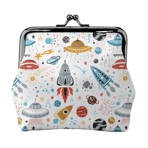 Münzbörse mit Cartoon-Raketen-Druck, kompakt, Kussschloss, Münztasche, Reißverschluss, Reisen, Einkaufen, Geschenk von FBGHHTY