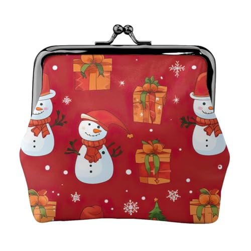 Münzbörse mit Schneemann-Druck, kompakt, Kussschloss, Münztasche, Reißverschluss, Reisen, Einkaufen, Geschenk von FBGHHTY