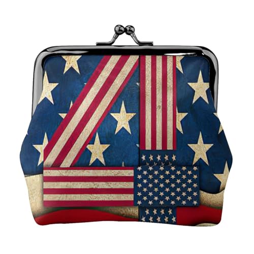 Münzbörse mit patriotischer Flagge, für Damen, kompakt, Kussschloss, Münztasche, Reißverschluss, Reisen, Einkaufen, Geschenk von FBGHHTY