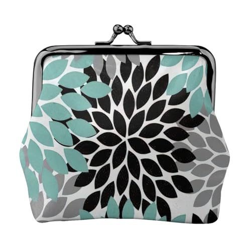 Münzgeldbörse mit Dahlien-Blumendruck, kompakt, Kussschloss, Münztasche, Reißverschluss, Reisen, Einkaufen, Geschenk von FBGHHTY