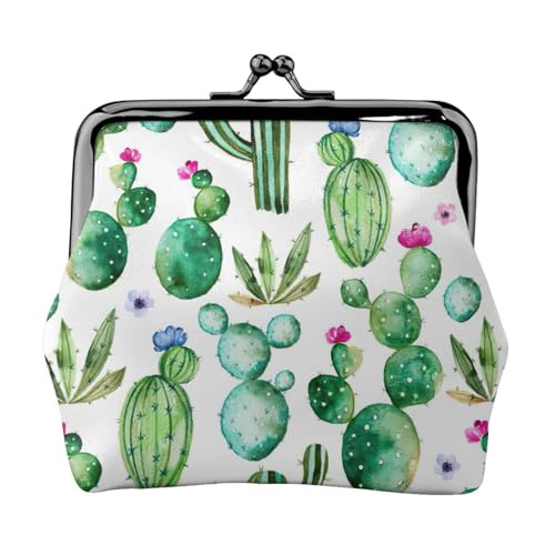 Münzgeldbörse mit Kaktusblumen-Druck, kompakt, Kussschloss, Münztasche, Reißverschluss, Reisen, Einkaufen, Geschenk von FBGHHTY