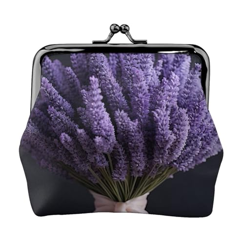 Münzgeldbörse mit Lavendelstrauß-Druck, kompakt, Kussschloss, Münztasche, Reißverschluss, Reisen, Einkaufen, Geschenk von FBGHHTY