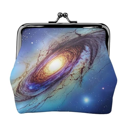 Münzgeldbörse mit blauem Galaxie-Druck, kompakt, Kussschloss, Münztasche, Reißverschluss, Reisen, Einkaufen, Geschenk von FBGHHTY