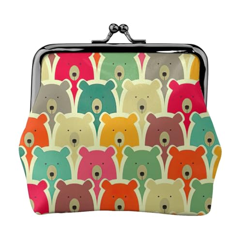 Münzgeldbörse mit buntem Bären-Aufdruck, kompakt, Kussschloss, Münztasche, Reißverschluss, Reisen, Einkaufen, Geschenk von FBGHHTY