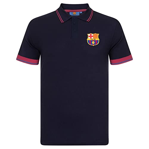 FC Barcelona Herren Polo-Shirt mit bunt gewebtem Vereinslogo - Marineblau - XXL von FC Barcelona