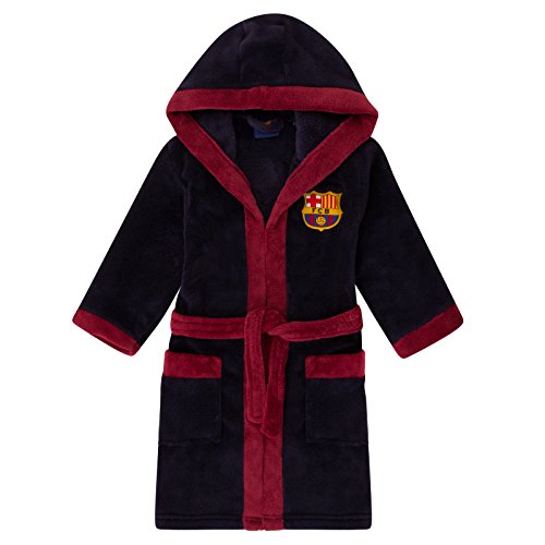 FC Barcelona - Jungen Fleece-Bademantel mit Kapuze - Offizielles Merchandise - Geschenk für Fußballfans - Dunkelblau - 7-8 Jahre von FCB
