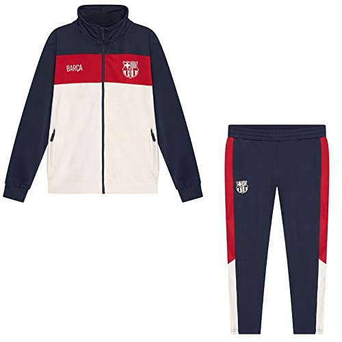 FC Barcelona Tracksuit Blau/Beige 22/23 - Size Small (S) - Trainingsanzuge für Herren - Langarm Barca Trainingsjacke und Jogginghose - Jacke und Hose für Fussball Training - Barca Tracksuit von FC Barcelona