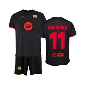Trikot und Shorts Barcelona FC Away Saison 2024/2025 - Offizielle lizenzierte Replik - Raphinha - Kindergröße 6, Schwarz, Einheitsgröße von FC Barcelona