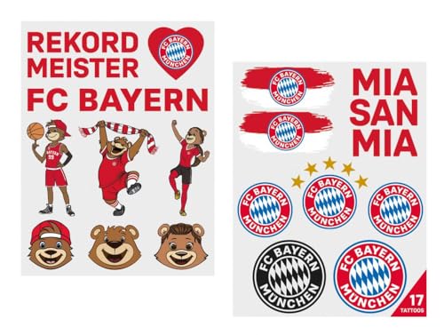 FC Bayern München Fan-Tattoos 2er Set Gesichtsaufkleber temporäre Tattoos FCB von FC Bayern München