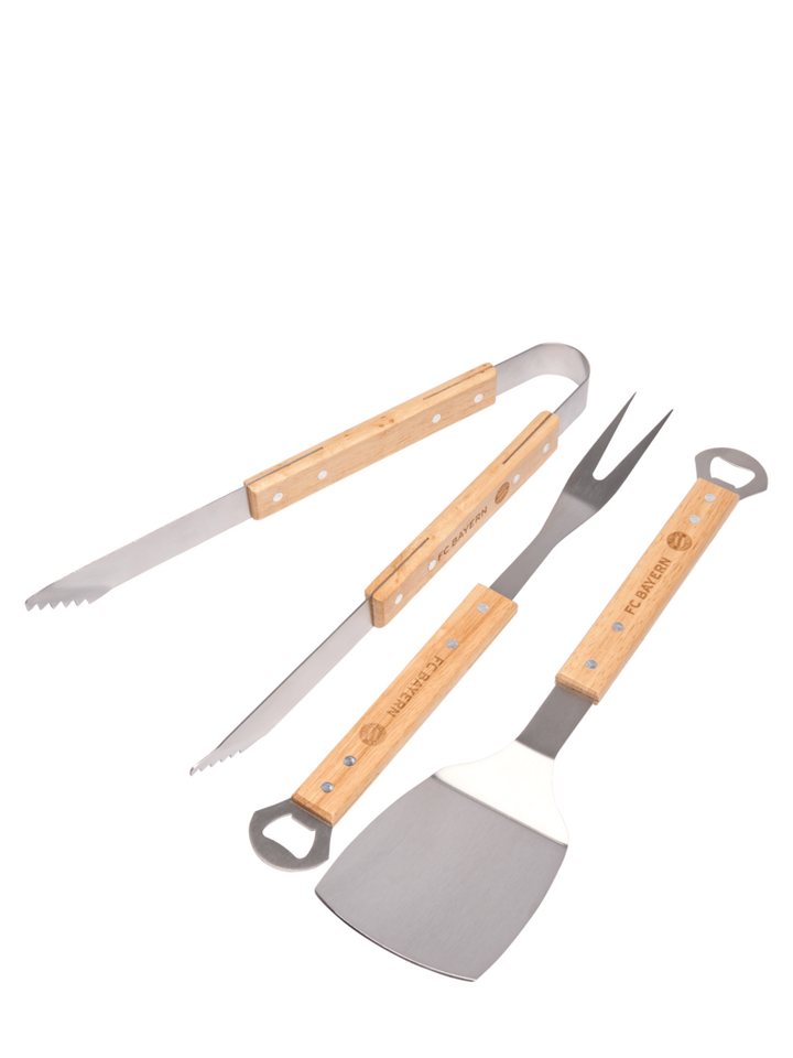 FC Bayern München Grillhandschuhe FC Bayern München Grillbesteck 3er-Set I Wender, Zange, Gabel I Holz von FC Bayern München