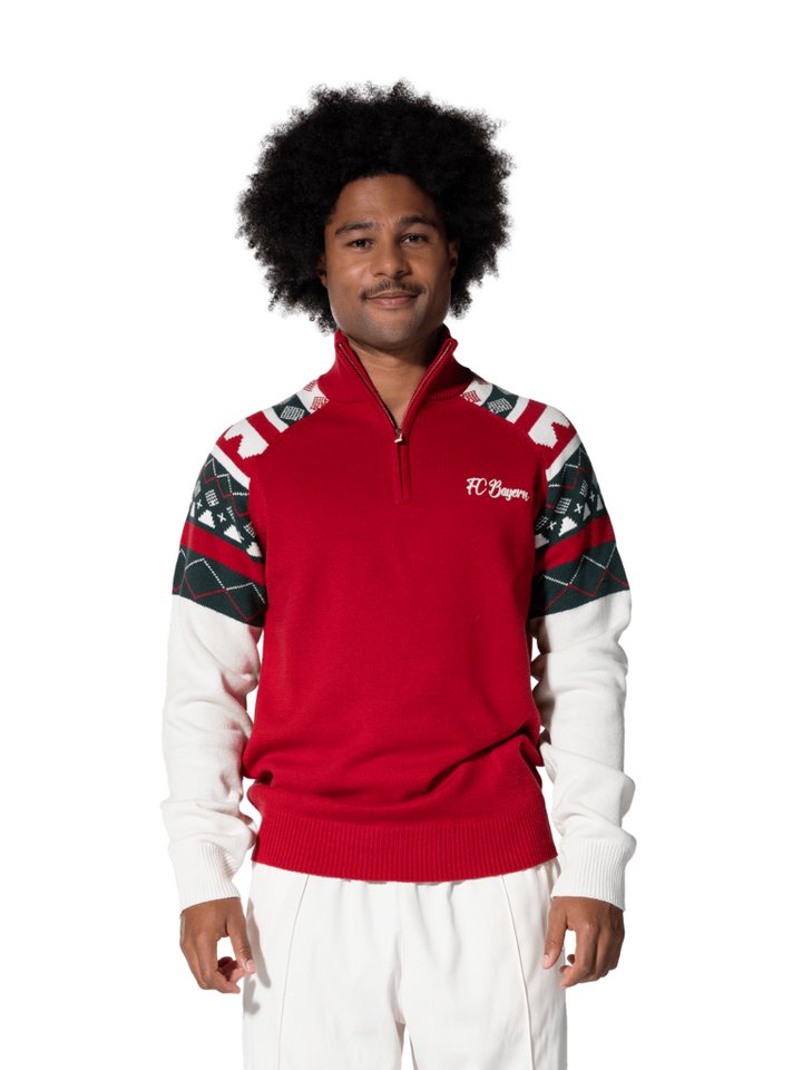 FC Bayern München Kapuzensweatjacke FC Bayern München, Half-Zip Winter, Herren, Rot von FC Bayern München