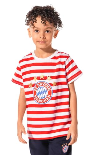 FC Bayern München Kinder T-Shirt Essential rot-weiß gestreift Shirt Kids FCB Größe 128 von FC Bayern München