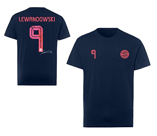 FC Bayern München Kinder T-Shirt Navy - Lewandowski - dunkelblau FCB Shirt Größe 128 von FC Bayern München