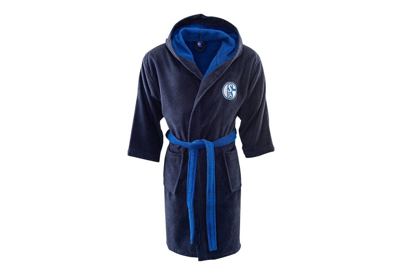 FC Schalke 04 Unisex-Bademantel Bademantel navy Kapuze, Langform, Baumwolle von FC Schalke 04