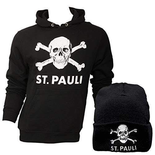 FC St. Pauli 2er Bekleidungs-Set Kapuzenpullover Hoodie und Mütze Totenkopf (M) von FC St. Pauli