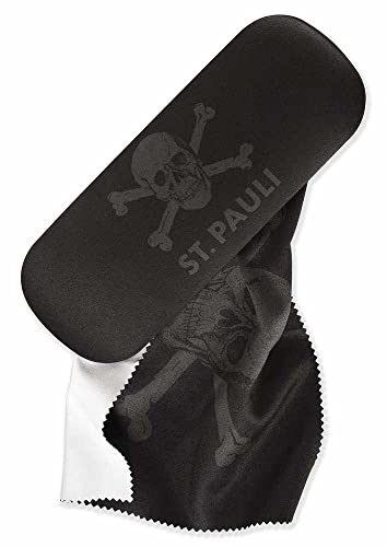 FC St. Pauli Brillenetui - Totenkopf schwarz Hartschale Etui mit Putztuch Plus Aufkleber Wir lieben Fußball, Einheitsgröße von FC St. Pauli