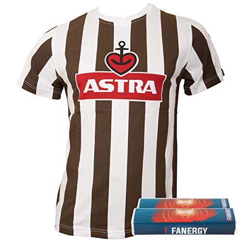 FC St. Pauli Herren Astra Traditions-Shirt T-Shirt Fußball Fanartikel Logo Braun Weiß+ + 2X Fanergy Traubenzucker (XXL) von FC St. Pauli