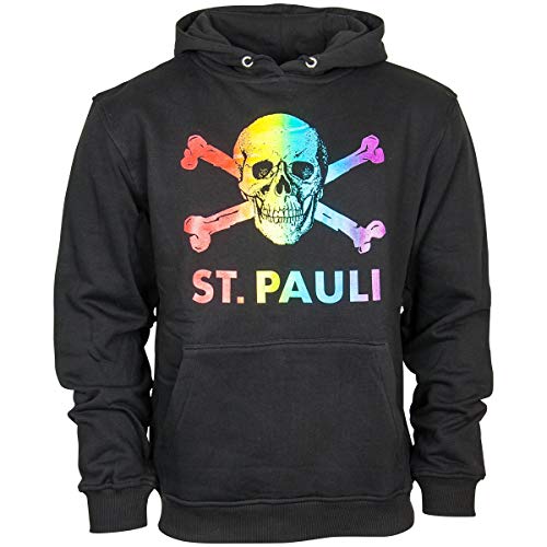 FC St. Pauli Kapuzenpullover Regenbogen Pullover Hoodie schwarz für Herren + 2X FANERGY Traubenzucker (S) von FC St. Pauli