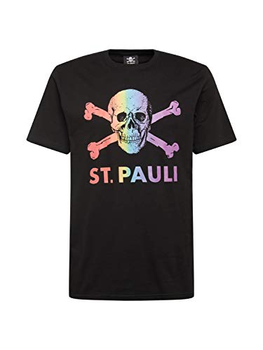 FC St. Pauli Regenbogen Männer T-Shirt schwarz L 100% Baumwolle Fan-Merch, Fußball von FC St. Pauli