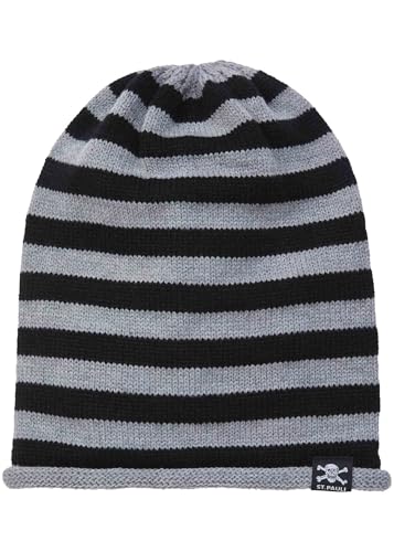 FC St. Pauli - feinstrick Streifen Totenkopf Mütze schwarz-grau von FC St. Pauli