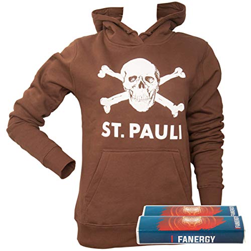 FC St.Pauli Hoodie Damen Totenkopf Kapuzenpullover Braun FCSP Fanartikel + 2xFanergy Traubenzucker von FC St. Pauli