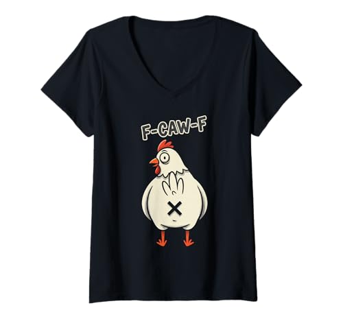 Damen F CAW F Hahn T-Shirt mit V-Ausschnitt Damen F CAW F Hahn T-Shirt mit V-Ausschnitt von FCAWF -Rooster -Meme