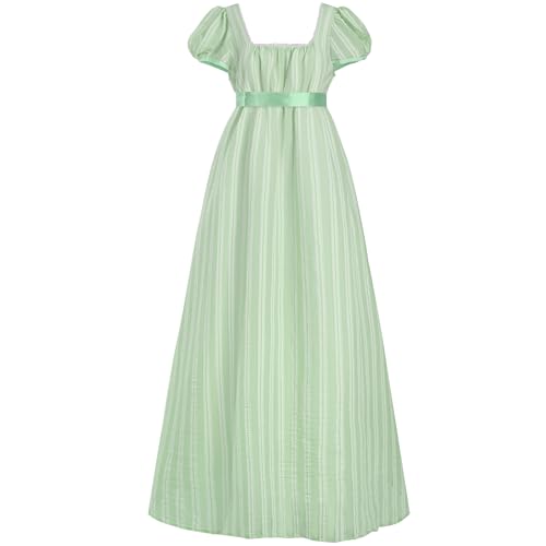 FCCAM Regency-Kleider für Damen, Empire-Ballkleid, Regency-Ära, viktorianisches Kleid, Grün, XL von FCCAM FCCAM