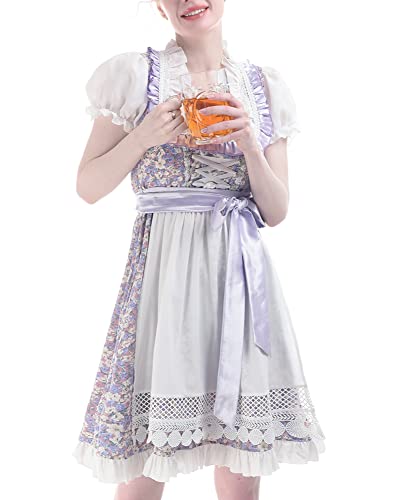 FCCAM Dirndl Damen Trachtenkleid Damen Dirndl für Damen enthält Dirndl Bluse Damen Trachtenkleid Schürze Dirndl Komplettset Günstig, Floral XL von FCCAM