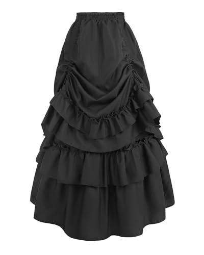 FCCAM Gothic Steampunk Rock Damen Saloon Girl Skirt Mittelalter Maxirock Renaissance Rock mit Rüsche Piraten Röck, Schwarz,XL FCCAM Gothic Steampunk Rock Damen Saloon Girl Skirt Mittelalter Maxirock Renaissance Rock mit Rüsche Piraten Röck, Schwarz,XL von FCCAM