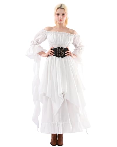 FCCAM Renaissance Kleid Viktorianisches Kleid Mittelalterlich Kleid Langes Kleid Gothic Kleid weißes Kleid XXL/3XL von FCCAM
