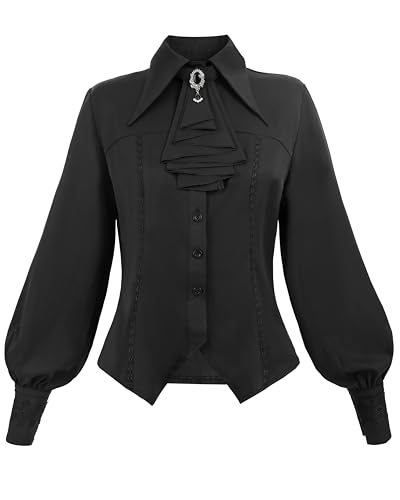 FCCAM Viktorianische Bluse Damen Schwarz Langarm Viktorian Blouse Black Rüschenhemd Gothic Bluse Piraten Bluse Mittelalter Bluse Damen,L FCCAM Viktorianische Bluse Damen Schwarz Langarm Viktorian Blouse Black Rüschenhemd Gothic Bluse Piraten Bluse Mittelalter Bluse Damen,L von FCCAM
