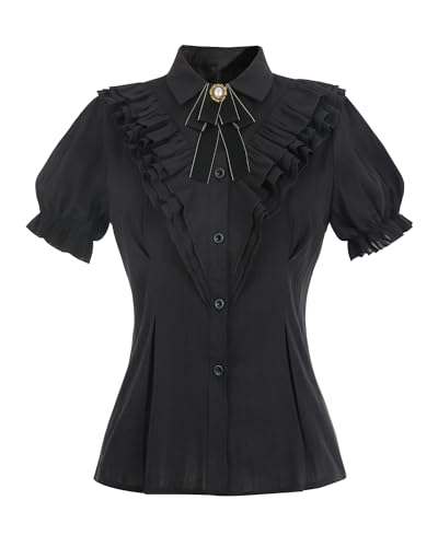 FCCAM Viktorianische Bluse Vintage Bluse Damen Gothic Shirt Mittelalter Oberteil Damen Renaissance Hemd Gothic Top, L von FCCAM