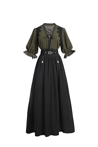 FCCAM Viktorianisches Kleid Damen Rokoko Kleid Lang Gothic Kostüme Damen Mittelalter Kleider,S von FCCAM