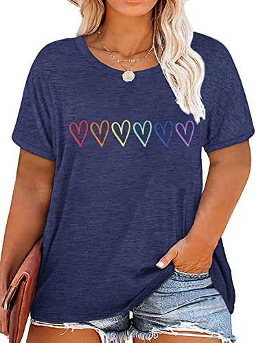Pride-Shirt für Damen, Übergröße, Regenbogen-Grafik-T-Shirt, LGBTQ, Gleichwertigkeits-T-Shirt, lustiger Buchstabendruck, kurzärmelig, Tops Bluse, Blau2, XXX-Large Mehr von FCHICH