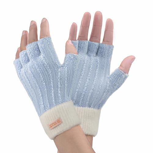 Fingerlose Winterhandschuhe für Damen - Winterhandschuhe Ohne Fingerkuppen Thermohandschuhe Warme Winter Handschuhe Arbeiten Radfahren Fahren von FCHUI