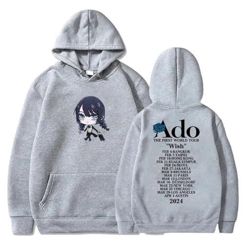 FCJKMNM ADO Kapuzenpullover Wish Tour Merch Sweatshirts Mit Kapuze Unisex Fashion Casual Harajuku Streetwear Für Frauen Männer XXS-4XL-Black||XXS von FCJKMNM