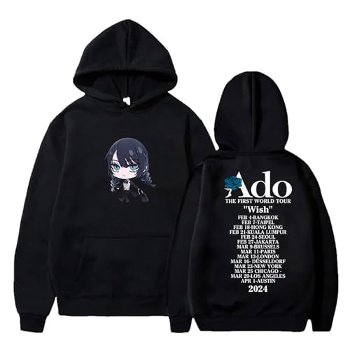 FCJKMNM ADO Kapuzenpullover Wish Tour Merch Sweatshirts Mit Kapuze Unisex Fashion Casual Harajuku Streetwear Für Frauen Männer XXS-4XL-Black||XXS von FCJKMNM