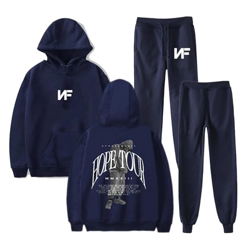 FCJKMNM NF Hope Tour Merch Hoodie Sets Frauen Männer 2D Bedruckte Langarm Kapuzenpulli Hosen Zweiteilige Sets XXS-4XL-Black||XXS von FCJKMNM