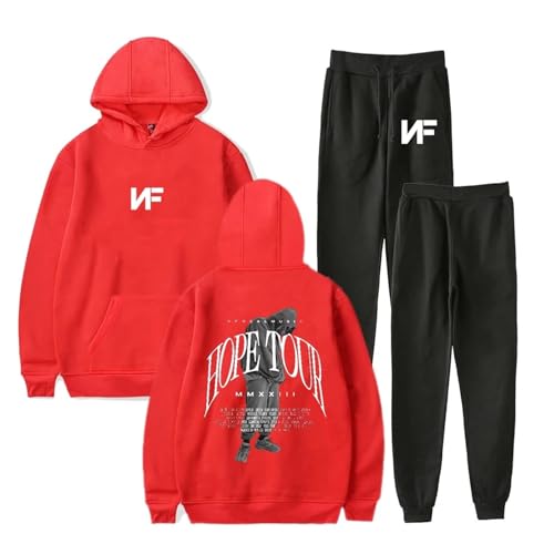 FCJKMNM NF Hope Tour Merch Hoodie Sets Frauen Männer 2D Bedruckte Langarm Kapuzenpulli Hosen Zweiteilige Sets XXS-4XL-Black||XXS von FCJKMNM