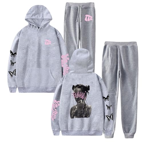 FCJKMNM Tini Stoessel Kapuzenpullover Sets Frauen Männer 2D Gedruckt Langarm Kapuzenpulli Hosen Zweiteilige Sets XXS-4XL-Black||XXS von FCJKMNM