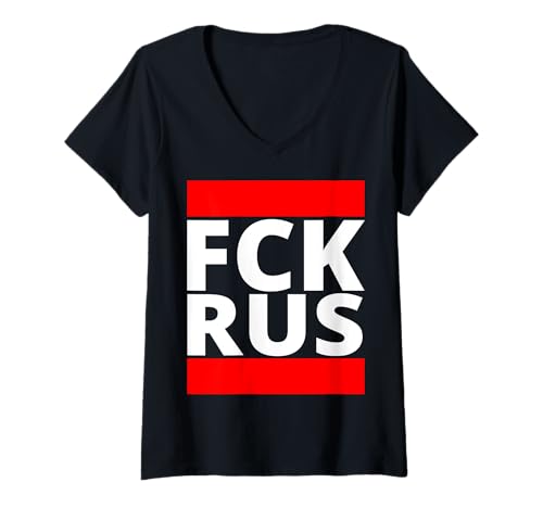 Damen FCK RUS T-Shirt mit V-Ausschnitt Damen FCK RUS T-Shirt mit V-Ausschnitt von FCK RUSSIA