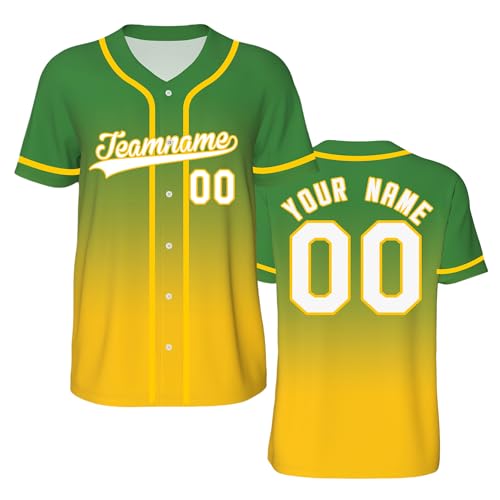 FCLYDER Individuelles Baseballtrikot, Personalisierte Baseball-Shirts, Baseball Sportuniform für Männer Frauen Jugendliche, Personalisierte Baseball Trikots mit Name&Nummer von FCLYDER