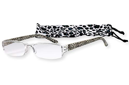Lesebrille Halbrahmen grau schwarz getigert glänzend eckig randlos Damen Herren leicht sehr modern schmal flach Kunststoff langer Bügel Modell Oxford mit Etui Stoff, Dioptrien:Dioptrien 1.0 Lesebrille Halbrahmen grau schwarz getigert glänzend eckig randlos Damen Herren leicht sehr modern schmal flach Kunststoff langer Bügel Modell Oxford mit Etui Stoff, Dioptrien:Dioptrien 1.0 von FCN24 GmbH
