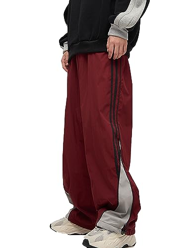 Damen Baggy Sweatpants Trendy Y2k Trainingshose Weites Bein Cargo Jogger Harajuku Fallschirmhose Streetwear, Rot/Ausflug, einfarbig (Getaway Solids), Mittel von FCOOLYEET