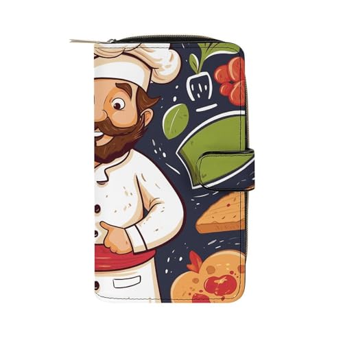 FCTVSKLN Geldbörse für Männer Brieftasche Kartenhalter Reißverschluss Chef Pizza 1 bedruckte Brieftasche mehrere Kreditkartenhalter Brieftasche für Männer Frauen, Stil, 19.7 * 11 * 3.5cm, lässig, Stil von FCTVSKLN